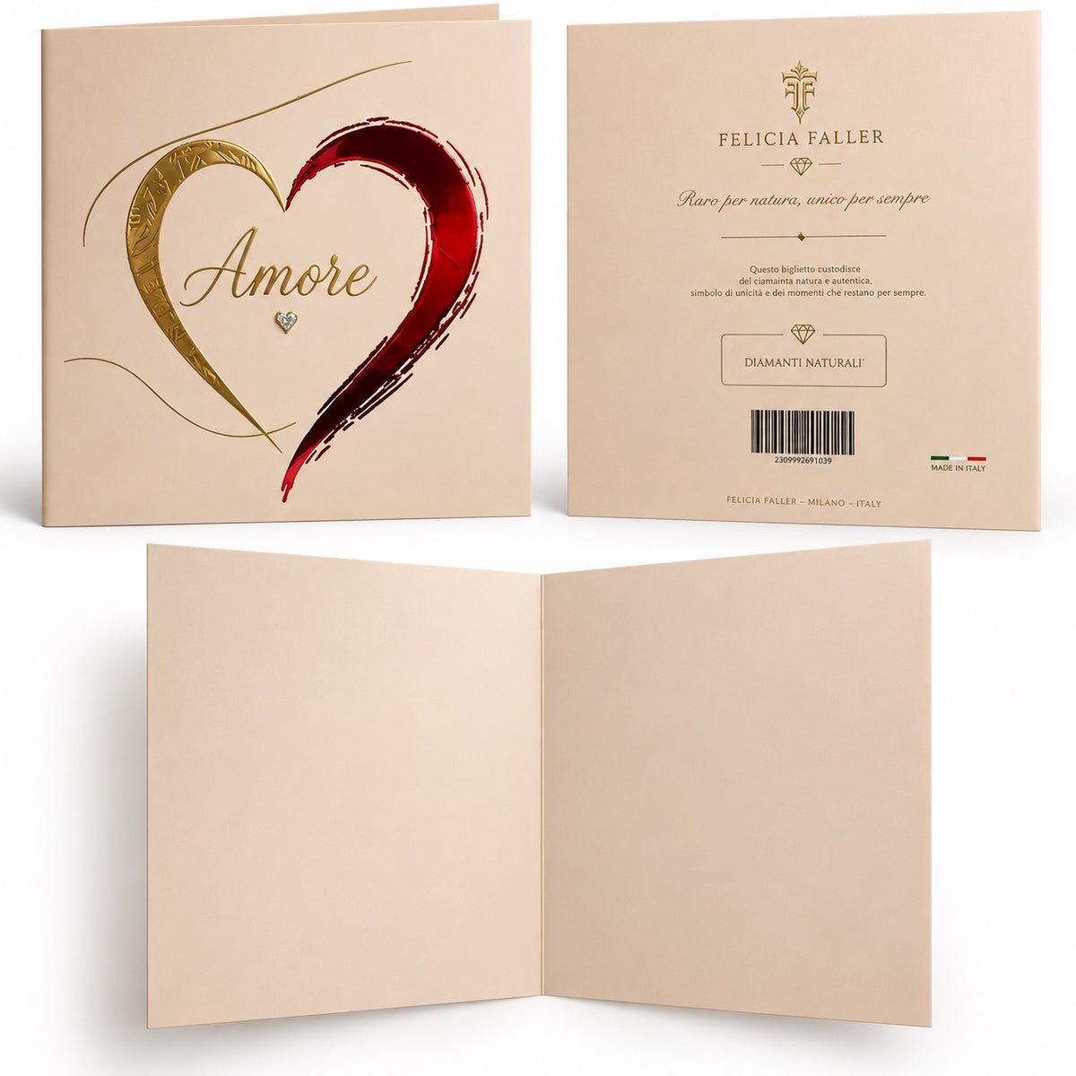 Amore — fronte, retro e interno