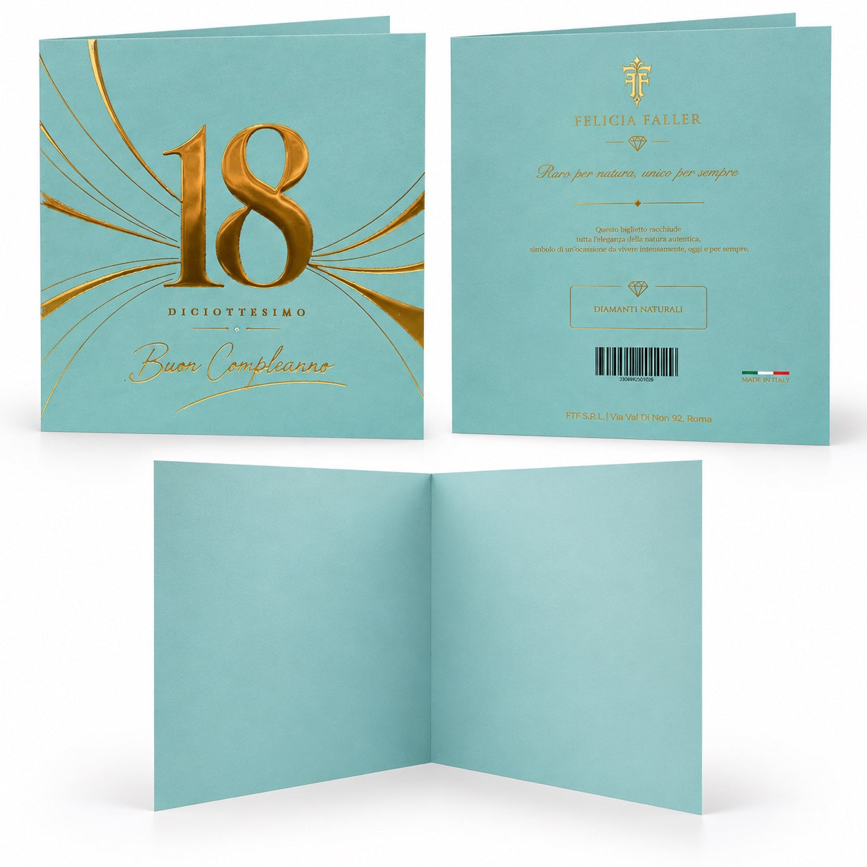18 anni — fronte, retro e interno del biglietto
